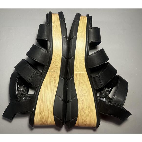 Sorel Platform Wedge Sandals Womens Size 10 Black Strappy Slingback NL4675-010 - Picture 4 of 9